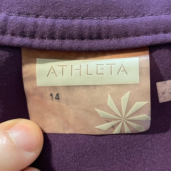 Athleta Women’s Midi Dress Size 14 Purple Spandex Stretch Voyager Day Halter - Picture 9 of 16